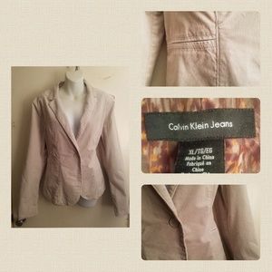 PLUS WOMENS {Calvin Klein} Beige Courderoy Blazer